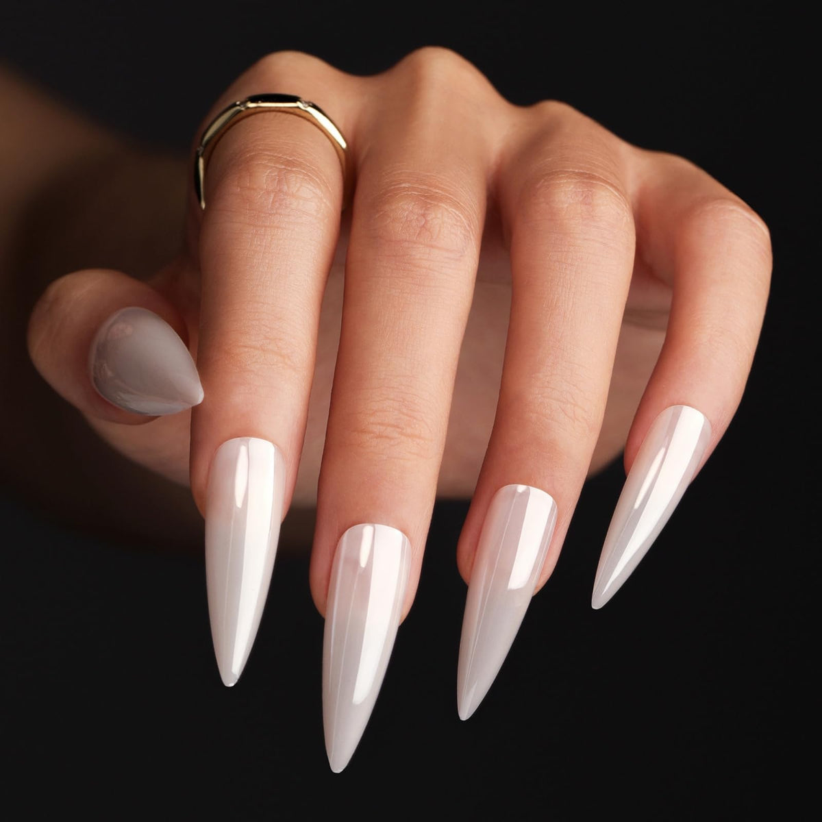 Rhinestone Press on Nails White French Tip Fake Nails with 3D Bow Design Glossy Full Cover Stick on Nail Sparkly Luxury Long Stiletto Nail Press ons for Women, 24Pcs