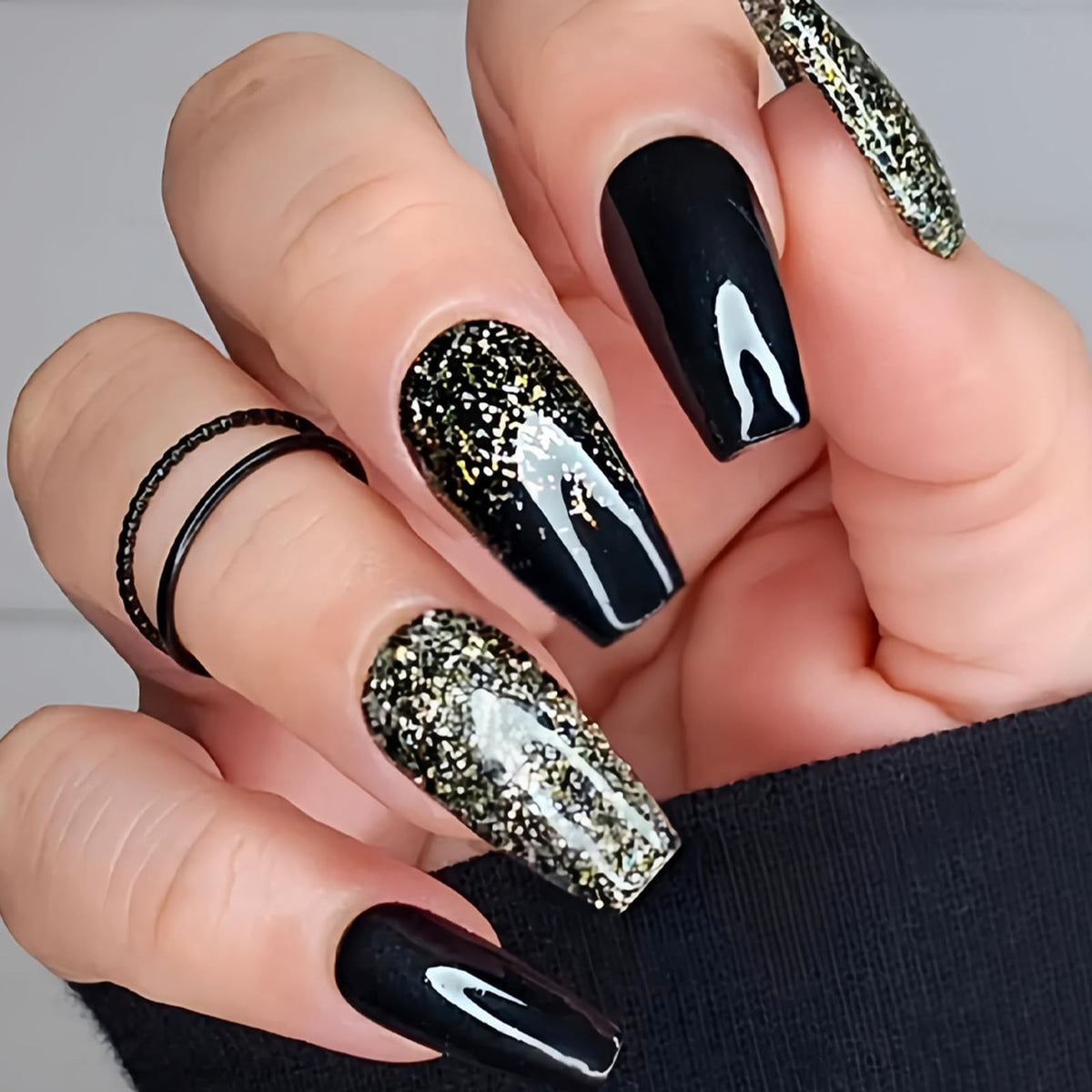 IMSOHOT Long Press on Nails Coffin Glitter Fake Nails Shiny Pink Rhinestone Full Cover False Nails Luxury Ballerina Artificial Acrylic Glue on Nails for Women 24Pcs