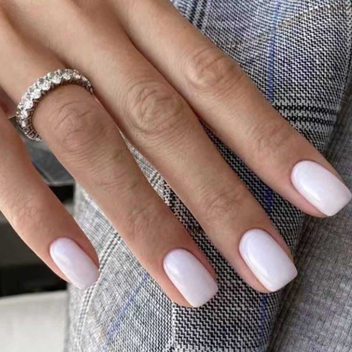 Long Press on Nails Square French Fake Nails Full Cover Nude Acrylic False Nails for Women and Girls 24PCS (Gold Shiny)
