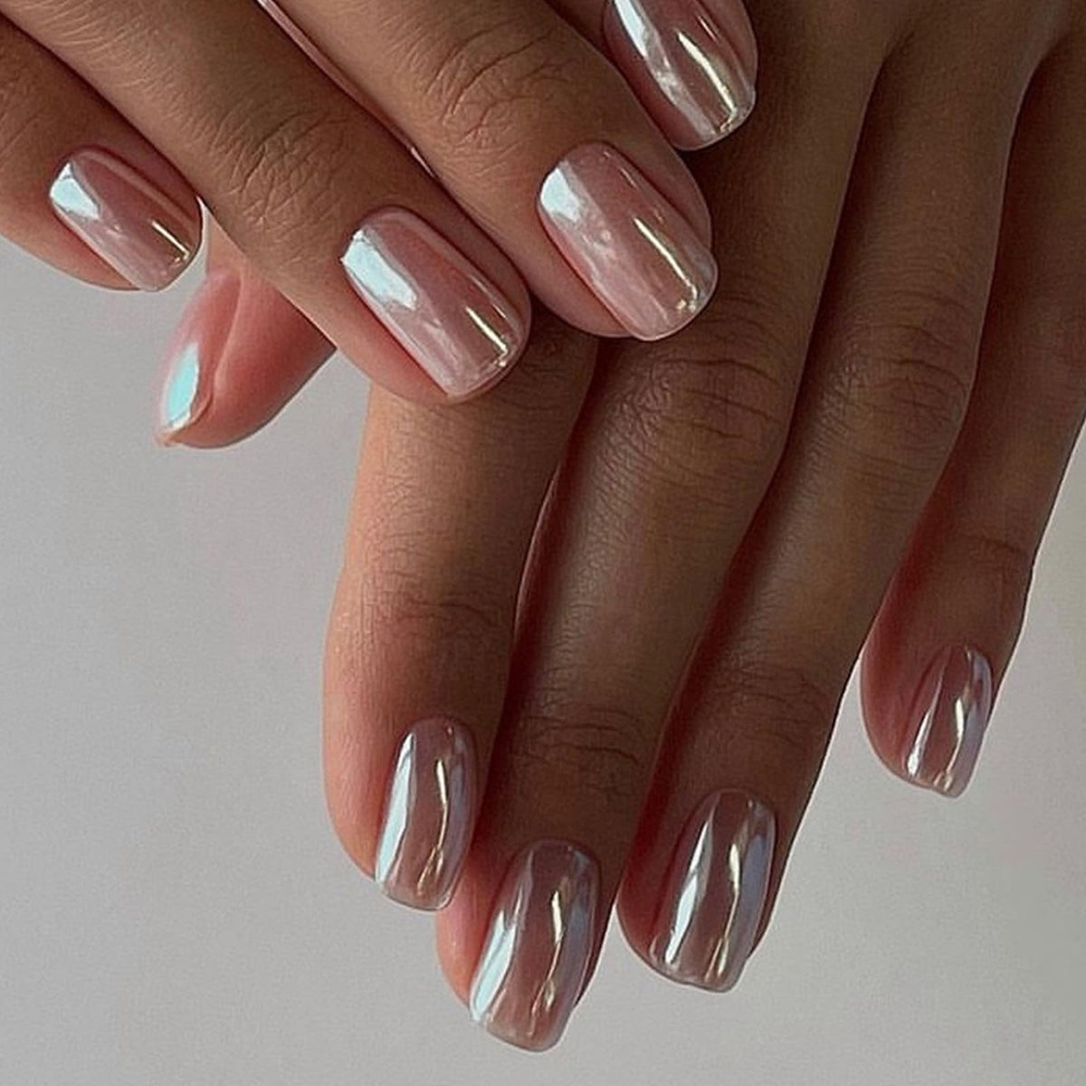 Medium Square Press On Gold Foil False Nails - French Tip, White Tip, Glitter Acrylic - 24 Pcs