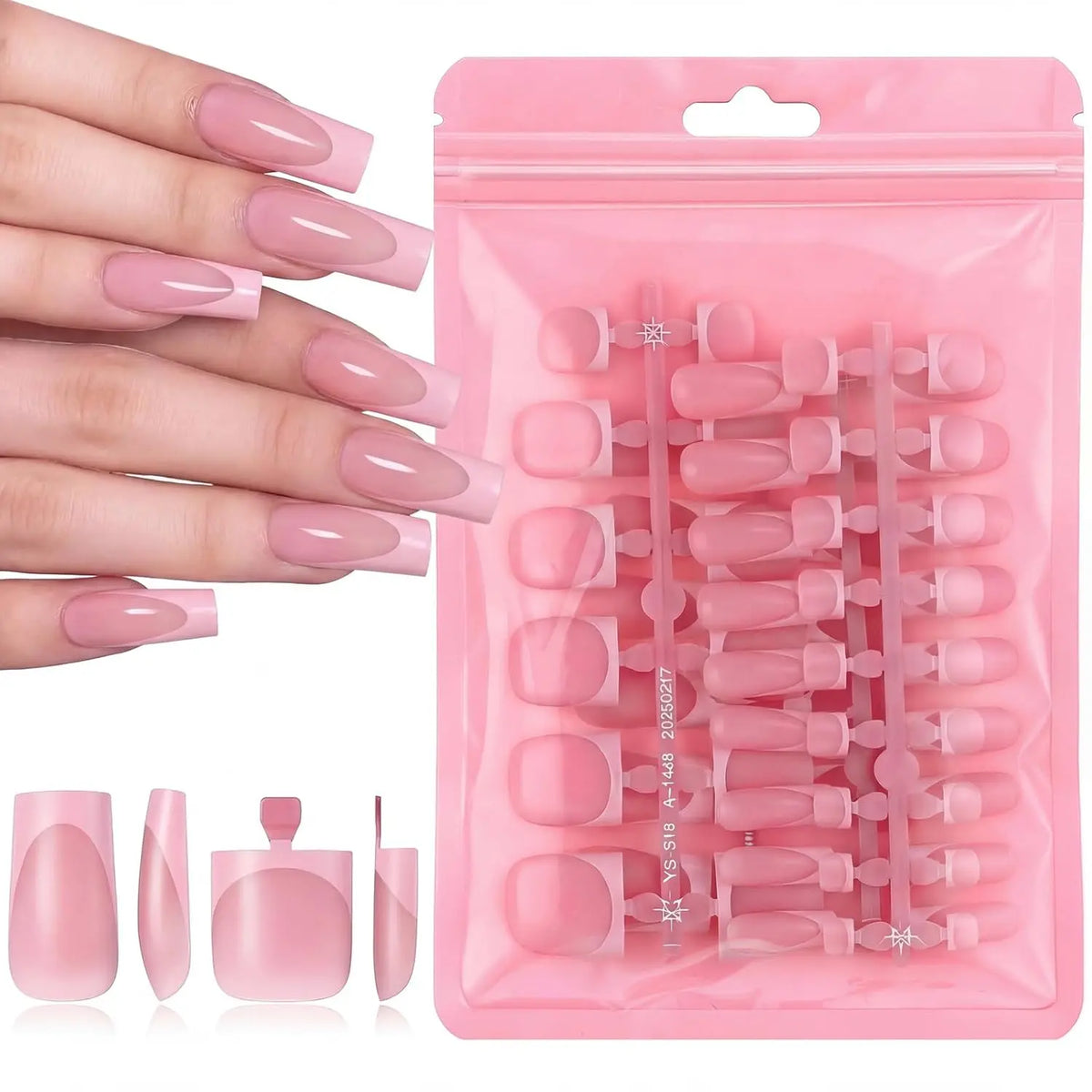 Everyday Glam Press On Nail Sets 60 Pcs Classic White French Medium Square Kit For At Home Manicures Festive And Party Gift Nail Press On Nails