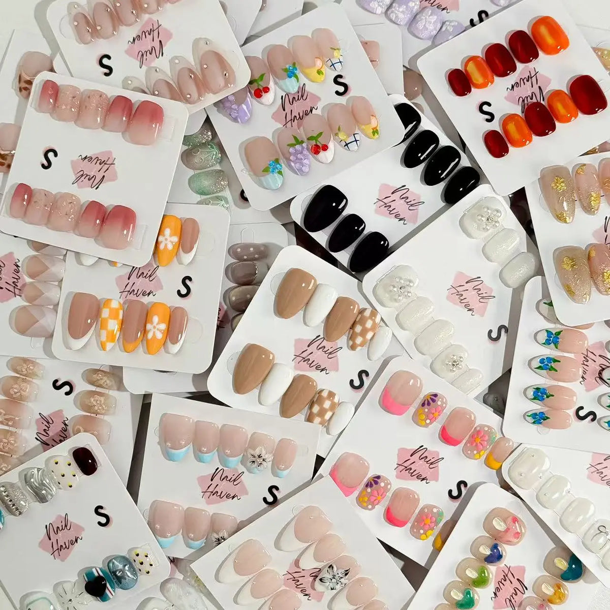 Grab Bag 5 Random Press on Nail sets - No Cases or tool Kits included - Hand Made Acrylic Press-on Nails