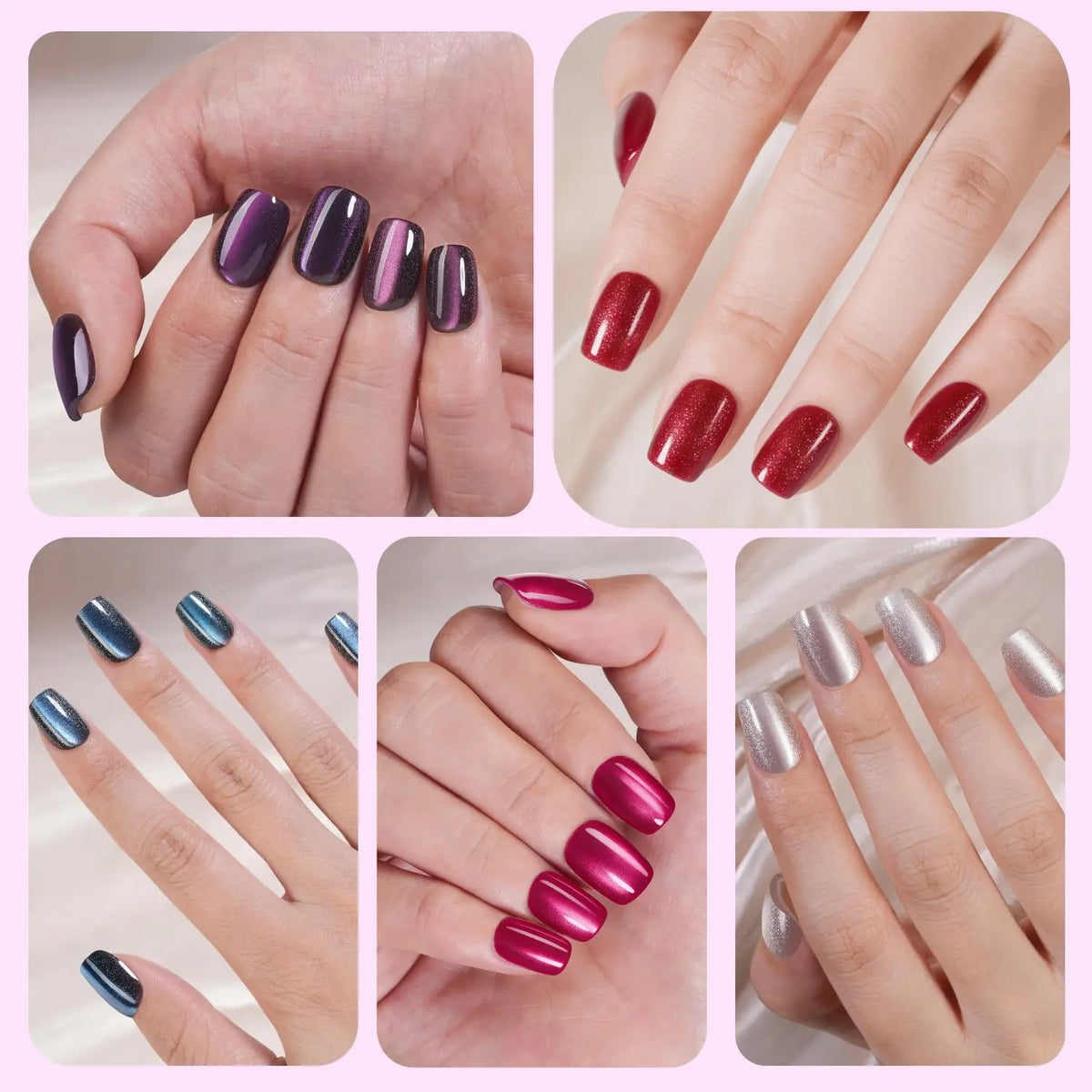 Jsiallye 150Pcs Cat Eye Press on Nails Short Square，Soft Gel Fake Nails, Glossy Glitter Cat Eye Nail Tips for Women and Girls Stick On Nails in 12 colour,summertime nail cateyes nail,salon -quality nails for everyday,gift for women summernail