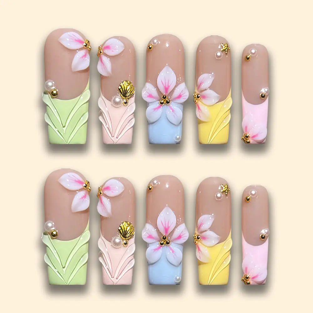 Pressmeon Handmade Press-on Nails | Holy Glory | Long Stiletto Shape Collection | 3D Luxury Salon Quality | Reusable & Extra Durable | Eco Package
