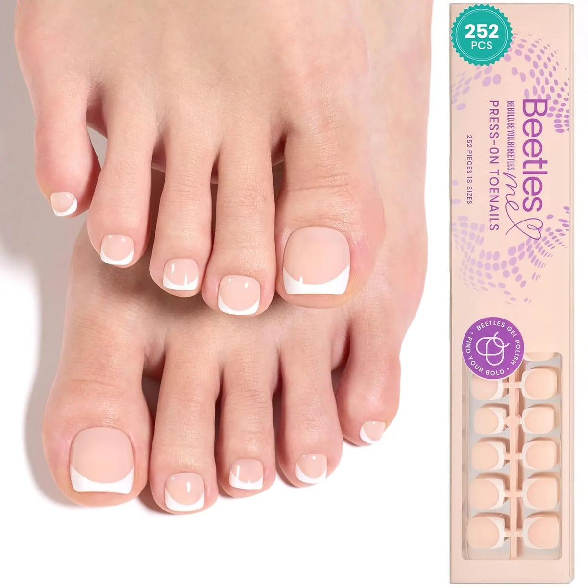Beetles X Press Plus Press On Nails Tips, French Tip  Square/Squoval/Almond -No File Need DIY Manicure for Nail Extension Gifts for Women thick  press  nails acrylic #Summervibes