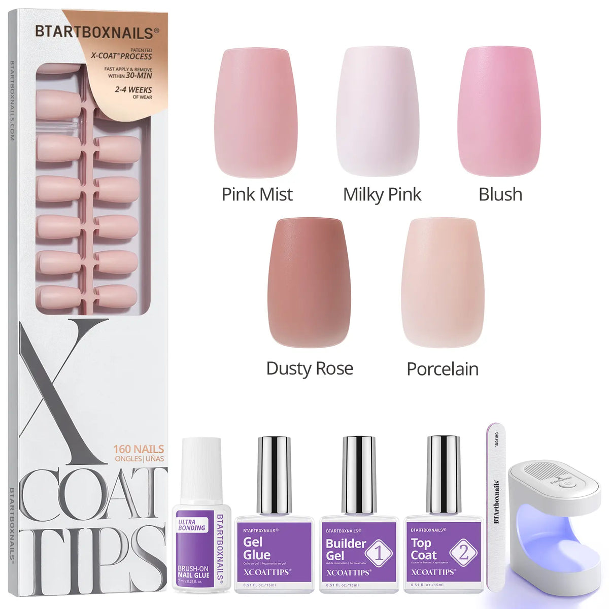 btartboxnails XCOATTIPS Soft Gel Nail Tips - Square or Almond or Coffin or Stiletto Press on Nails,4-Week Wear, Easy-to-Apply, Soak Off, Salon Quality Value at Home, 16 Size - 160 Fake Nails,sohochic