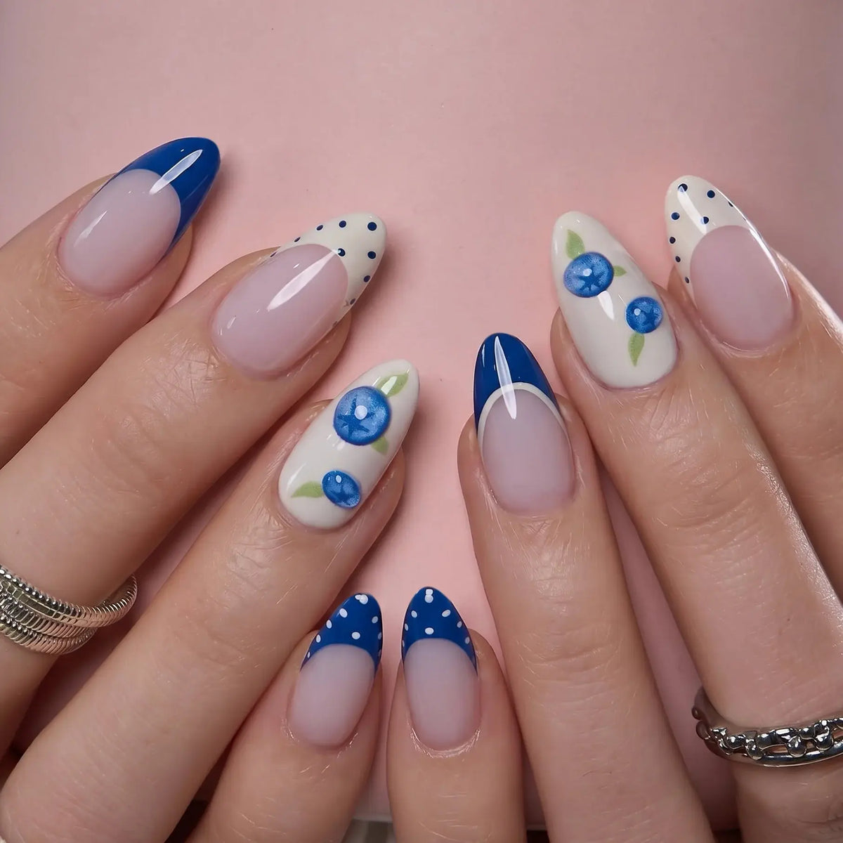 CurvLife Luxury Art Press-On Nails Collection – 30PCS Long Almond Styles, Intricate French Tips, Metallic Lines, Gem Accents and Elegant Statement Designs, Reusable Salon-Quality Nails for Special Occasions, Parties and Refined Everyday Glam