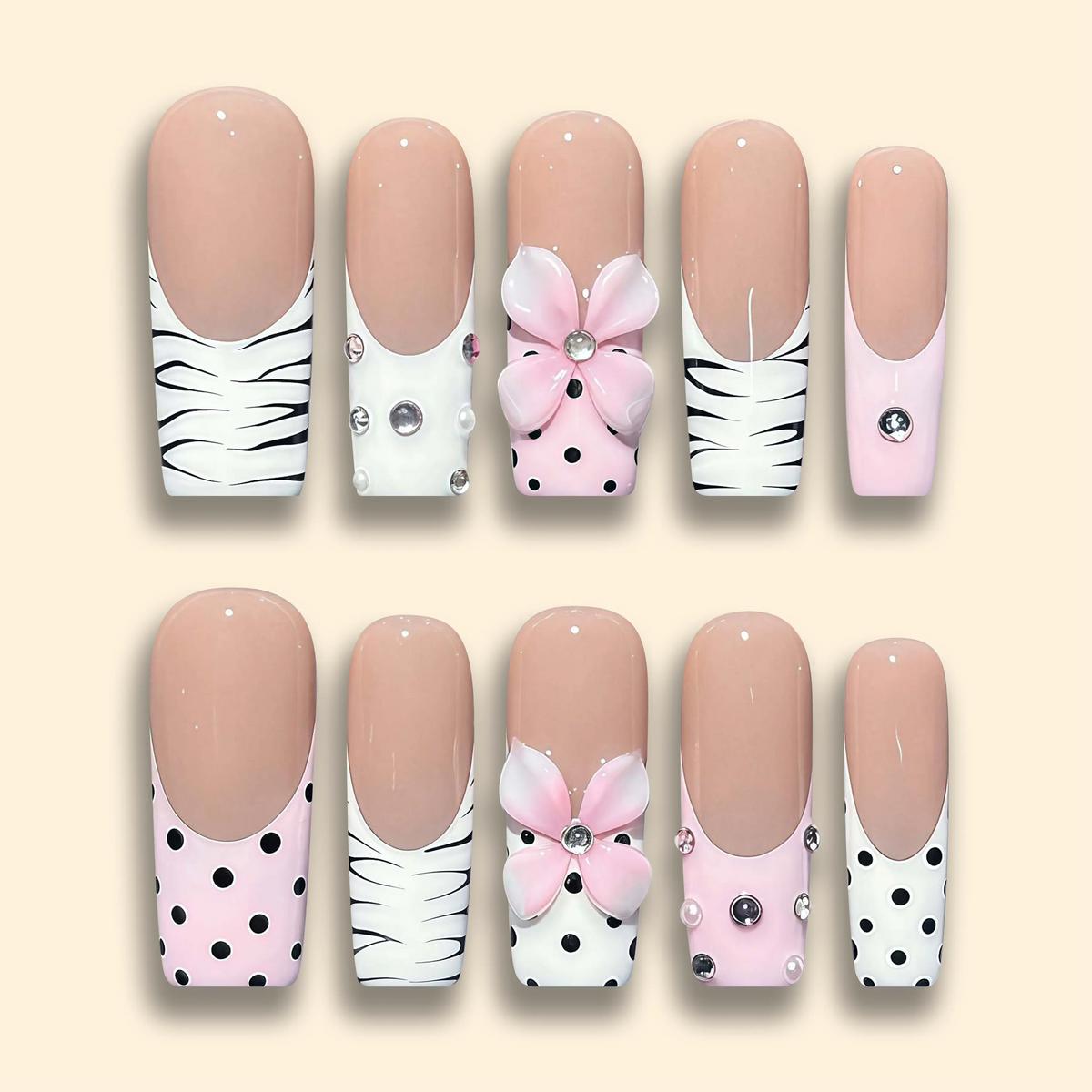 Pressmeon Handmade Press-on Nails | Holy Glory | Long Stiletto Shape Collection | 3D Luxury Salon Quality | Reusable & Extra Durable | Eco Package