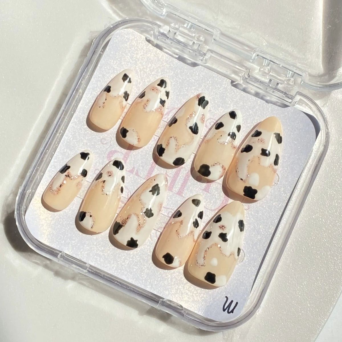10Pcs Handmade Press On Nails Reusable Medium Handmade Acrylic Press Nails New Summer Collection, Cute Elegant Luxury Cat Eye Design, Ocean Inspired, High Quality Soft Sophisticated Look for Women Nail Art