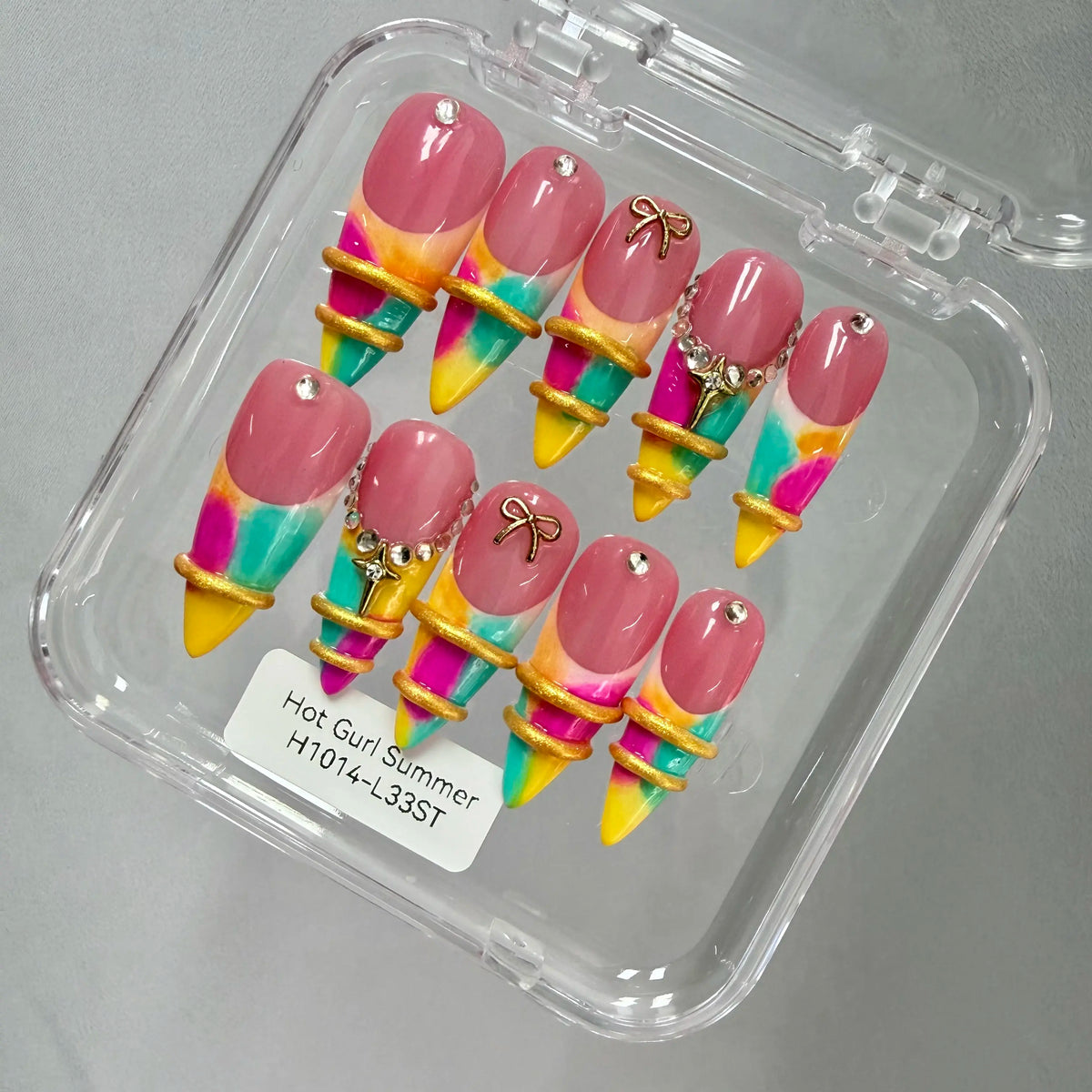 Promake 2026 Summer Handmade Press-On Nails Collection, 100% Luxury Easy Apply Set with Art Designs & Care Tools, Beach Ready Unique Look Sizes S-L, Salon-Quality at Home, Ready to Gift,sohochic
