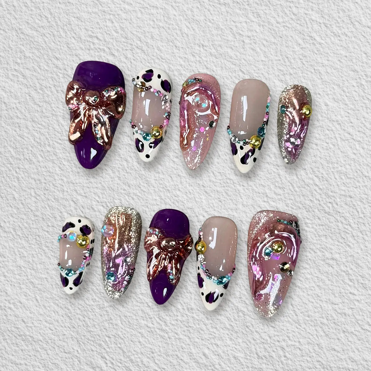 Pressmeon Handmade Press-on Nails | Glamorous Stiletto Square Almond Shape Collection | 3D Luxury Salon Quality press on nails | Reusable & Extra Durable press on nail sets | Eco Package acrylic nails with nail glue