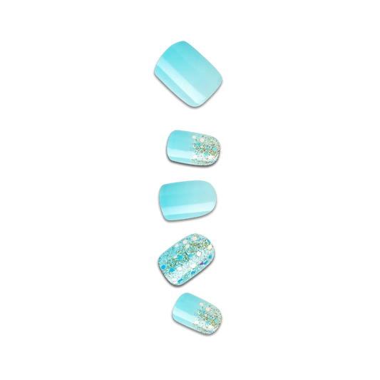 Impress Design No Glue Fake Press On Nails - Eternity | Design, Blue, Short, Squoval, Manicure