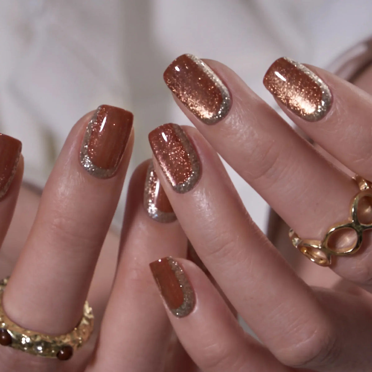 CurvLife Luxury Art Press-On Nails Collection – 30PCS Long Almond Styles, Intricate French Tips, Metallic Lines, Gem Accents and Elegant Statement Designs, Reusable Salon-Quality Nails for Special Occasions, Parties and Refined Everyday Glam
