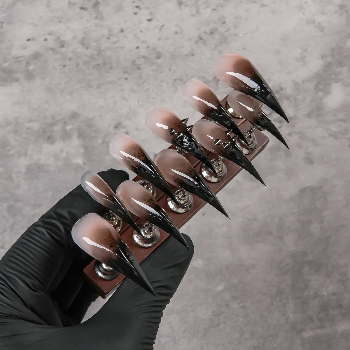 Smoky Gradient Press-On Nail Tips - Purely Handmade, Reusable Ultra-Long Thin High-Heels, Glossy Texture, Complete Nail Art Decoration Set for Unique Looks & Everyday Wear, Press On Nails,sohochic