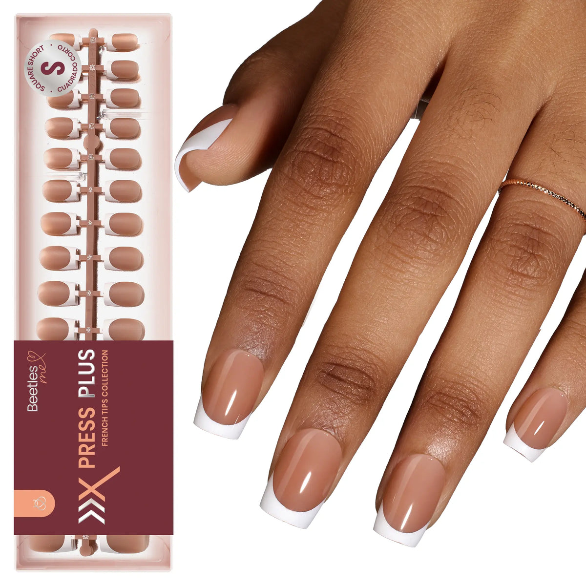Beetles X Press Plus Press On Nails Tips, French Tip  Square/Squoval/Almond -No File Need DIY Manicure for Nail Extension Gifts for Women thick  press  nails acrylic #Summervibes