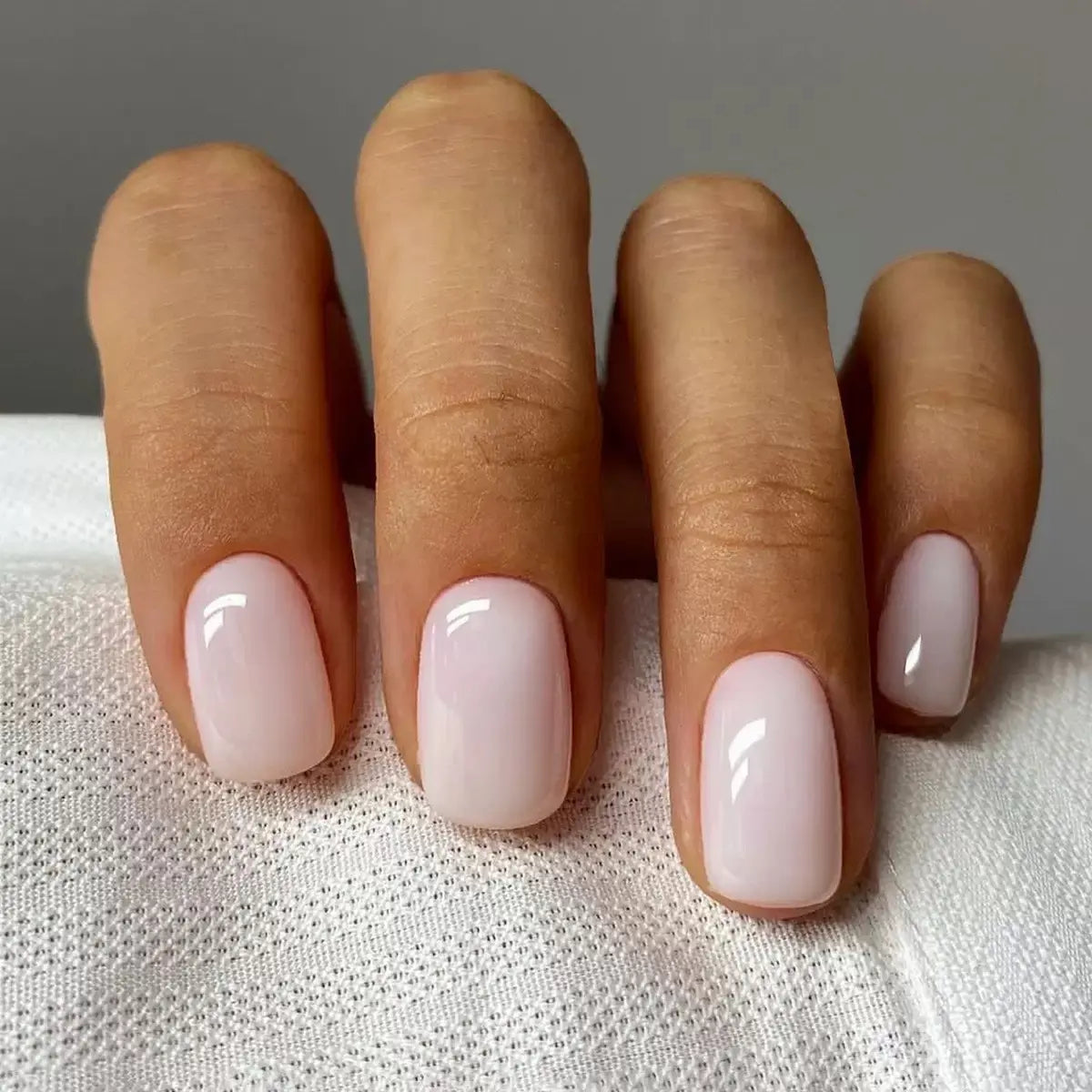 Milky White Press-On Nails - 24Pcs Short Square Reusable Nails, Glossy Finish, Easy Apply, Elegant Fashion Style, Comfortable, Durable, for Daily Wear & Business Use, Lightweight