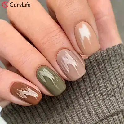 Elegant Nude with Silver-trim Press-On Nails | CurvLife Nail | 30pcs Medium Square Fake Nails | Glossy Finish with Subtle Shine & Delicate Accents | Easy to Apply, Comfortable & Long-lasting | Perfect for Business , Interviews, Church & Refined Gatherings