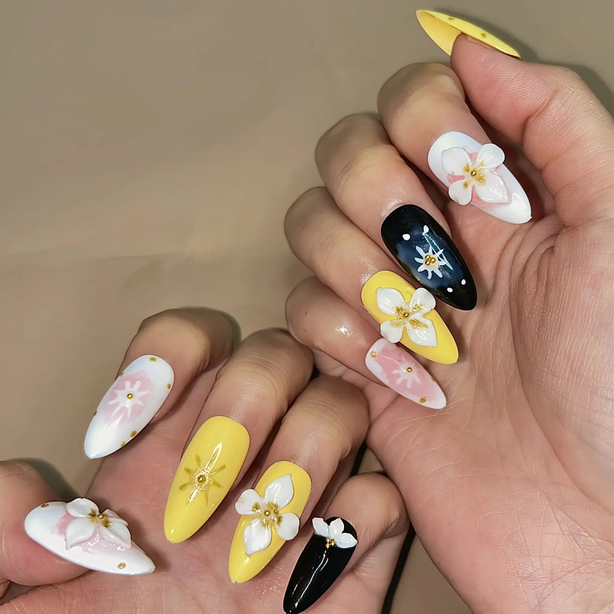 10Pcs Handmade Press On Nails Reusable Medium Handmade Acrylic Press Nails New Summer Collection, Cute Elegant Luxury Cat Eye Design, Ocean Inspired, High Quality Soft Sophisticated Look for Women Nail Art