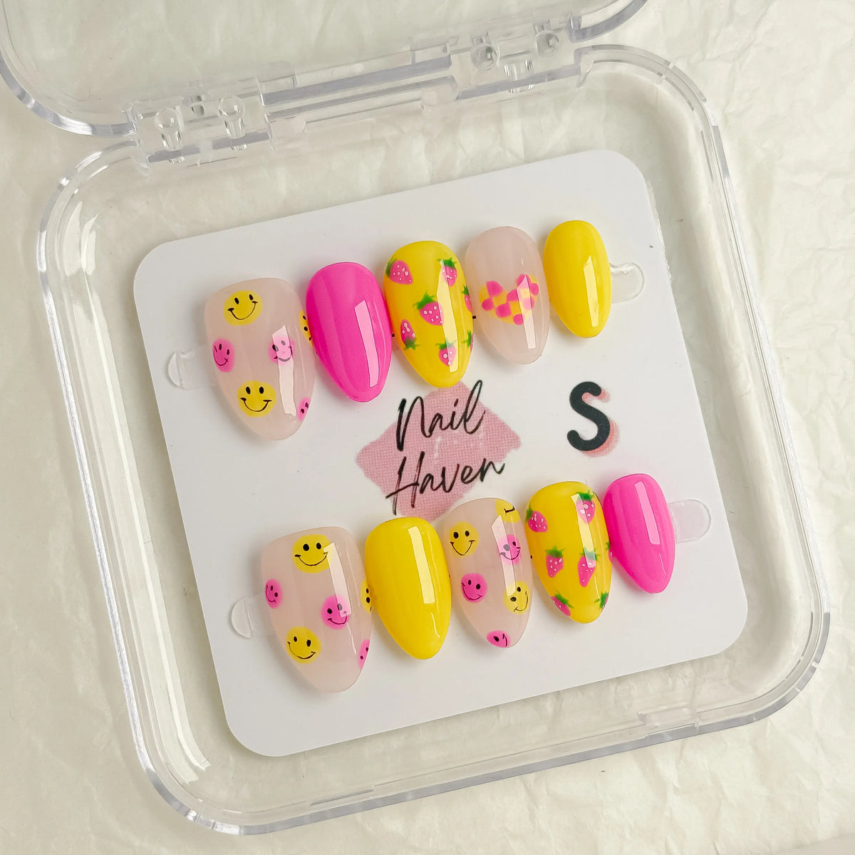 NailHaven| Short Almond Continued Collection - 10 Pcs Handmade Press-On Nails| Cute Acrylic Nails, High Quality Reusable