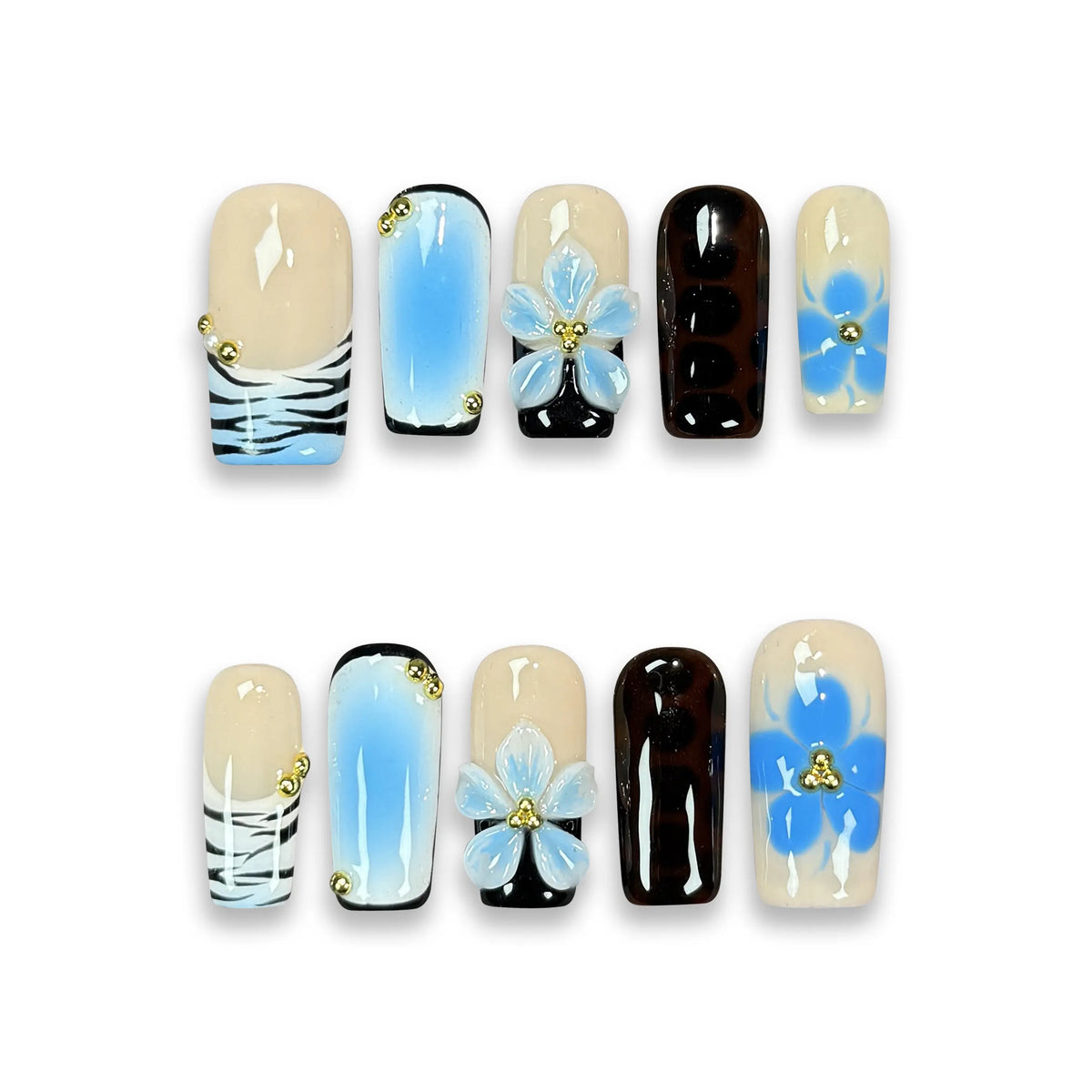 Pressmeon Handmade Press-on Nails | Holy Glory | Long Stiletto Shape Collection | 3D Luxury Salon Quality | Reusable & Extra Durable | Eco Package