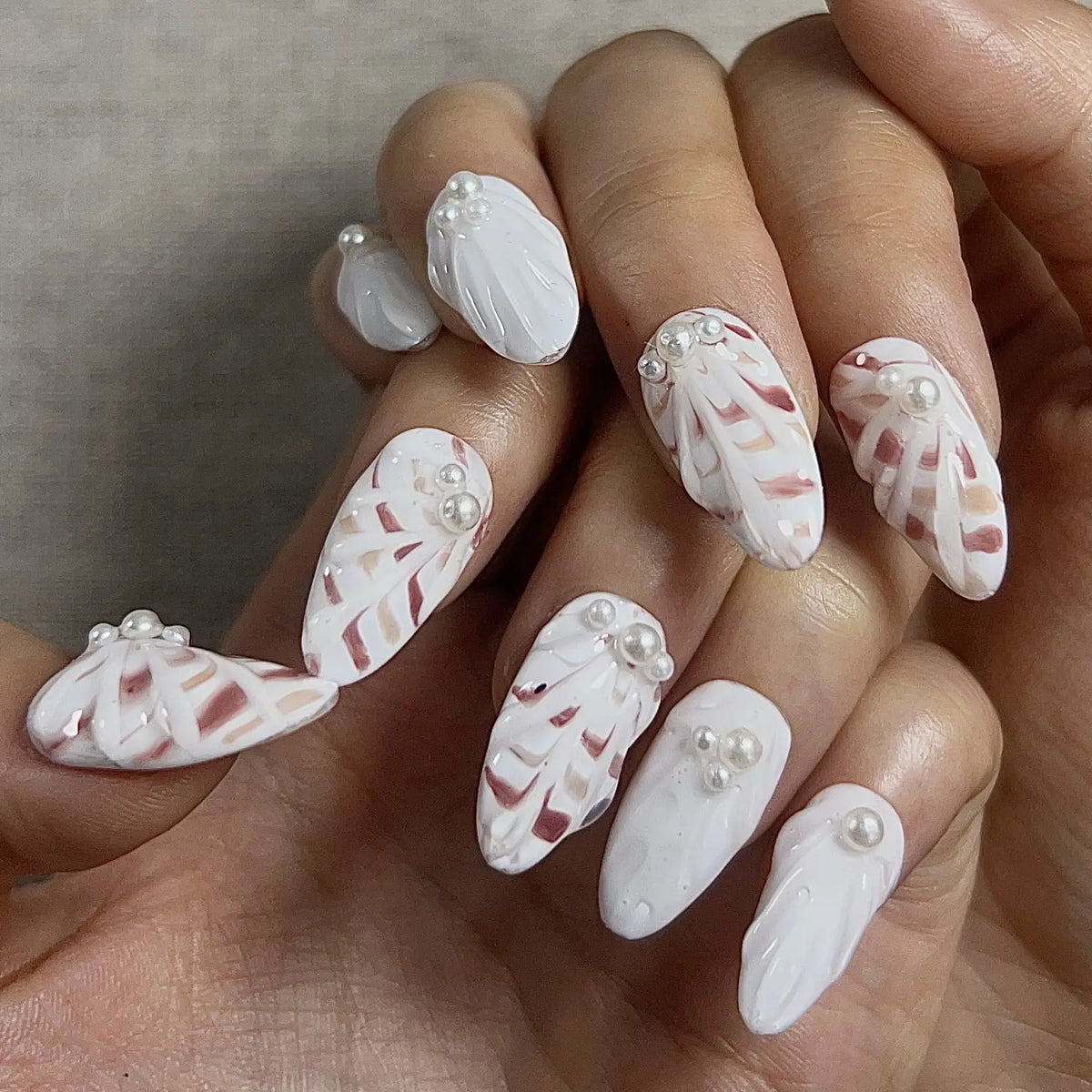 10Pcs Handmade Press On Nails Reusable Medium Handmade Acrylic Press Nails New Summer Collection, Cute Elegant Luxury Cat Eye Design, Ocean Inspired, High Quality Soft Sophisticated Look for Women Nail Art