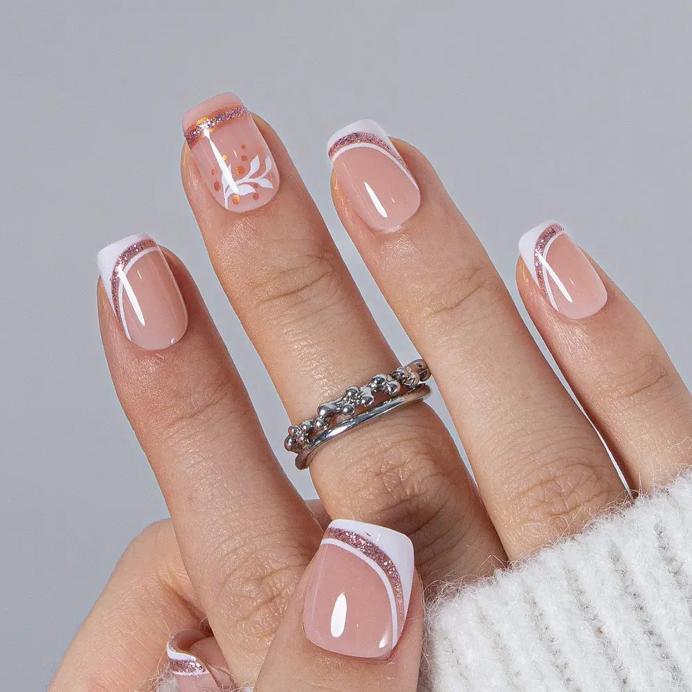CurvLife Soft Nude Pink Gradient Press-On Nails | 30Pcs | Short Square | Elegant Natural Ombre Finish | Summervibes | No UV Needed, Easy to Apply, Comfortable Fit, Long-Lasting | Perfect for Daily Wear, Office Looks, Romantic Dates & Minimalist Nail Art