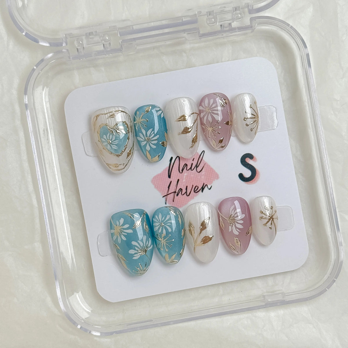 NailHaven| Short Almond Continued Collection - 10 Pcs Handmade Press-On Nails| Cute Acrylic Nails, High Quality Reusable