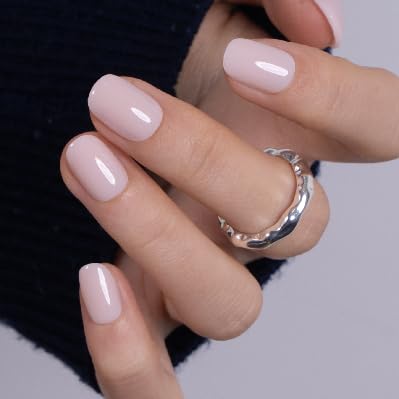 CurvLife Extra Short Square Press On Nails, Nude, Nude Luster, Soft Gel