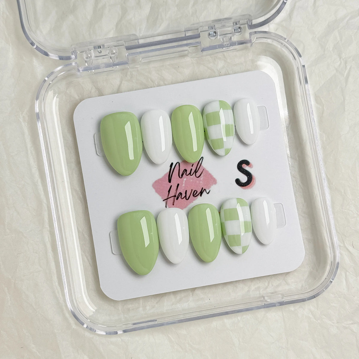 NailHaven| Short Almond Continued Collection - 10 Pcs Handmade Press-On Nails| Cute Acrylic Nails, High Quality Reusable
