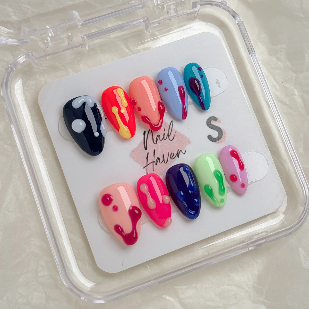 NailHaven| Short Almond Continued Collection - 10 Pcs Handmade Press-On Nails| Cute Acrylic Nails, High Quality Reusable