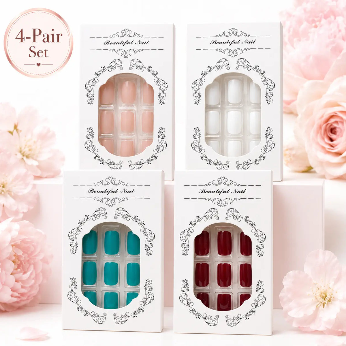 Milky White Press-On Nails - 24Pcs Short Square Reusable Nails, Glossy Finish, Easy Apply, Elegant Fashion Style, Comfortable, Durable, for Daily Wear & Business Use, Lightweight