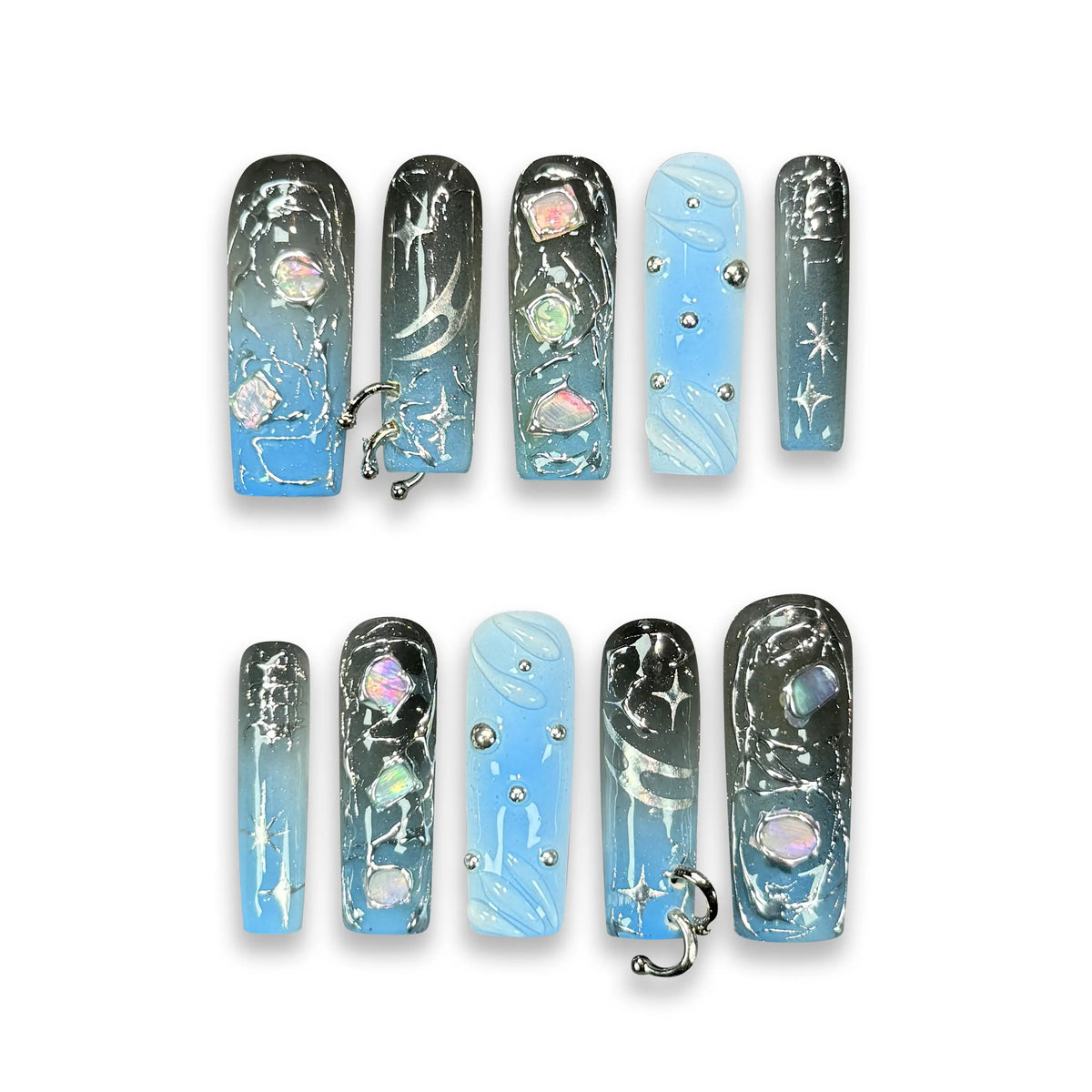 Pressmeon Handmade Press-on Nails | Holy Glory | Long Stiletto Shape Collection | 3D Luxury Salon Quality | Reusable & Extra Durable | Eco Package