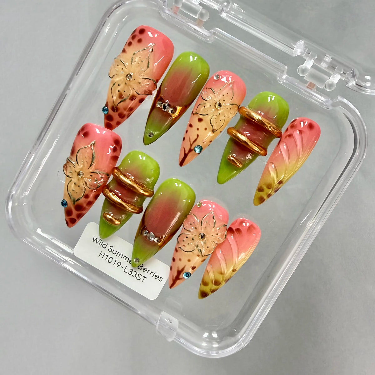 Promake 2026 Summer Handmade Press-On Nails Collection, 100% Luxury Easy Apply Set with Art Designs & Care Tools, Beach Ready Unique Look Sizes S-L, Salon-Quality at Home, Ready to Gift,sohochic