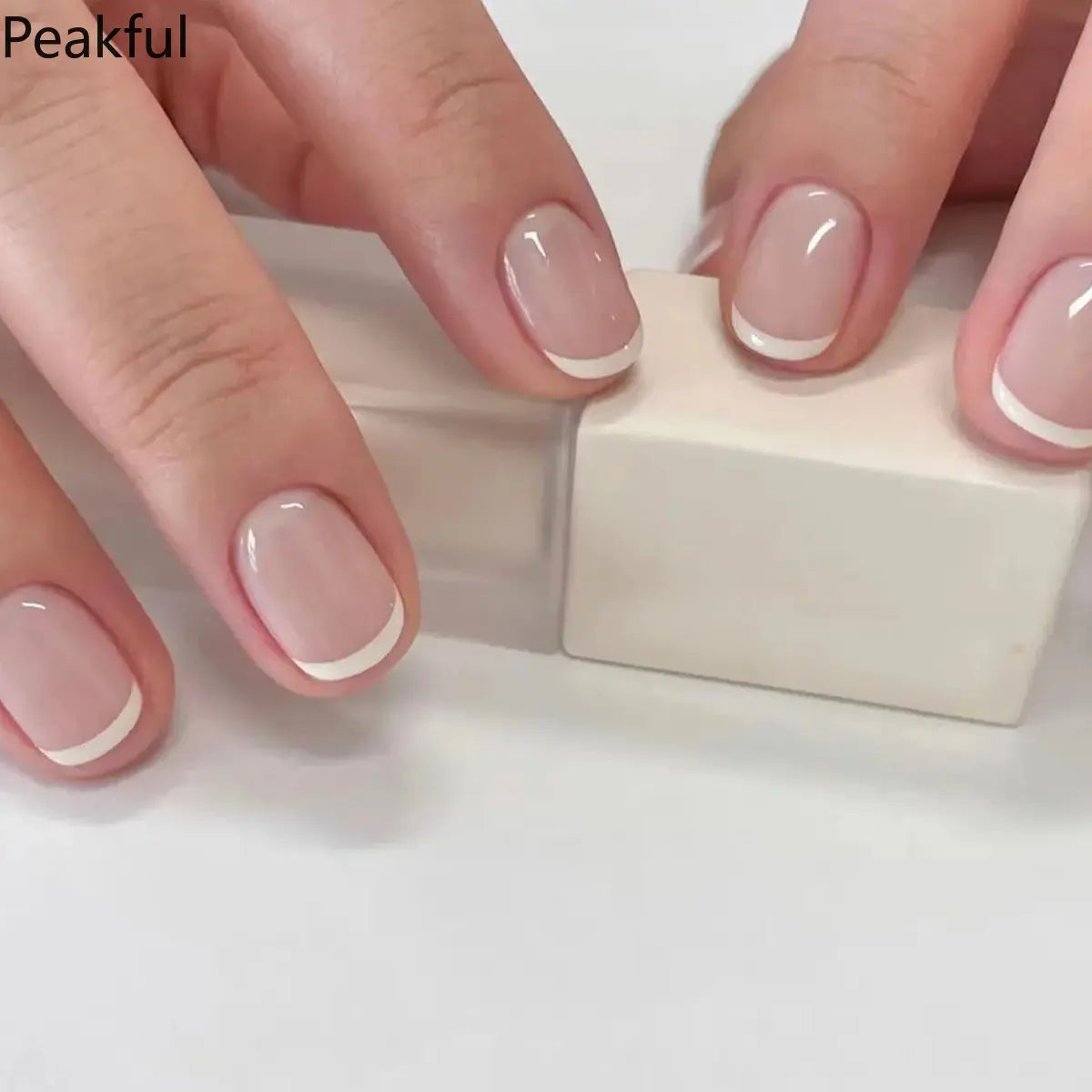 24Pcs Reusable Nude Press-On Nails, Short Square False Nails with Milky Sheer Finish, Simple Classic Fake Nails Kit for Women, Easy DIY Manicure, Ideal for Office, Weddings & Daily Wear