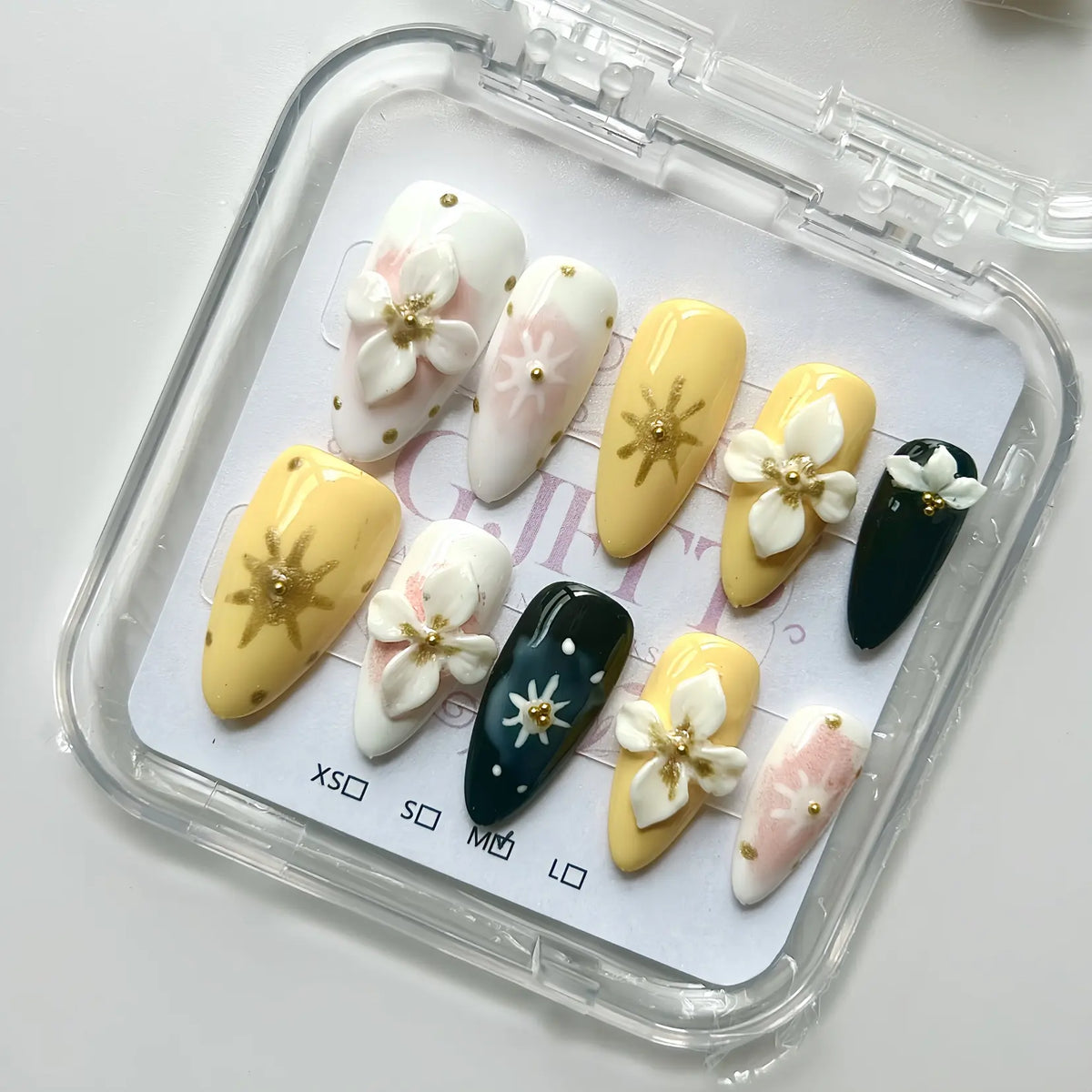 10Pcs Handmade Press On Nails Reusable Medium Handmade Acrylic Press Nails New Summer Collection, Cute Elegant Luxury Cat Eye Design, Ocean Inspired, High Quality Soft Sophisticated Look for Women Nail Art