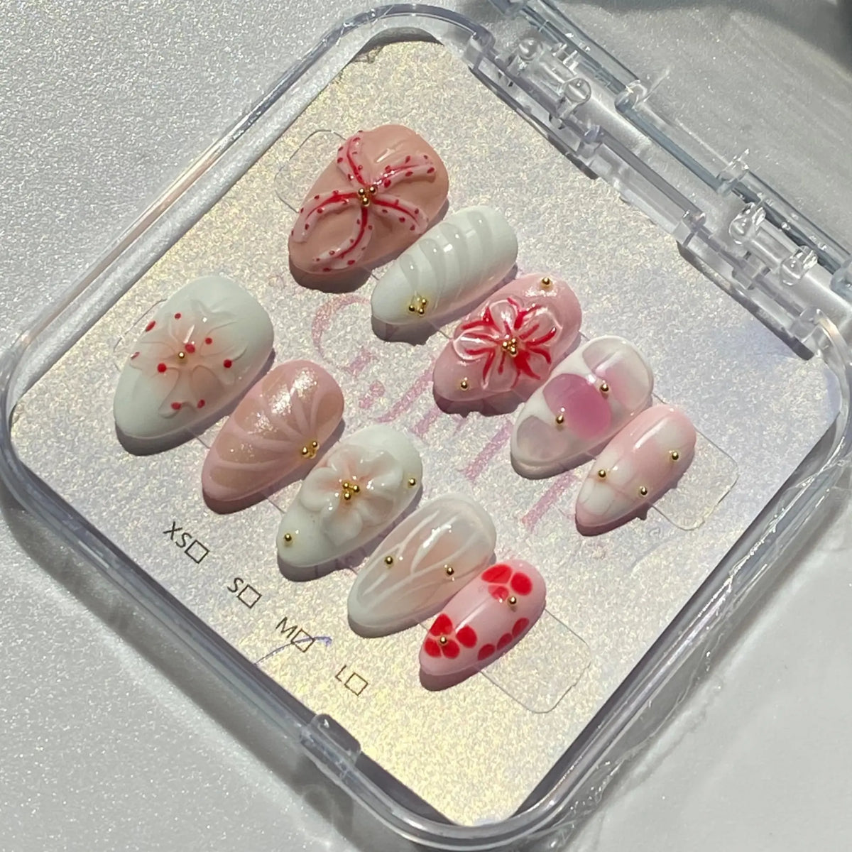 10Pcs Handmade Press On Nails Reusable Medium Handmade Acrylic Press Nails New Summer Collection, Cute Elegant Luxury Cat Eye Design, Ocean Inspired, High Quality Soft Sophisticated Look for Women Nail Art