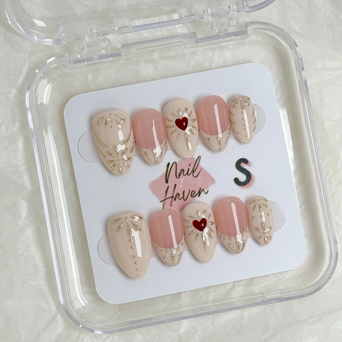 NailHaven| Short Almond Continued Collection - 10 Pcs Handmade Press-On Nails| Cute Acrylic Nails, High Quality Reusable