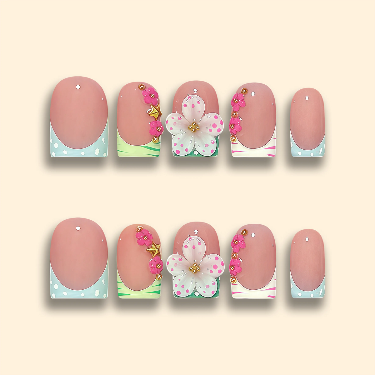 Pressmeon Handmade Press-on Nails | Glamorous Stiletto Square Almond Shape Collection | 3D Luxury Salon Quality press on nails | Reusable & Extra Durable press on nail sets | Eco Package acrylic nails with nail glue