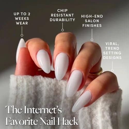 Glamnetic Press On Nails - Medium Almond, Glossy Fake Nails 30 Pc Full Kit