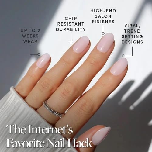 Glamnetic Press On Nails - Short Round, Glossy Fake Nails 30 Pc Full Kit