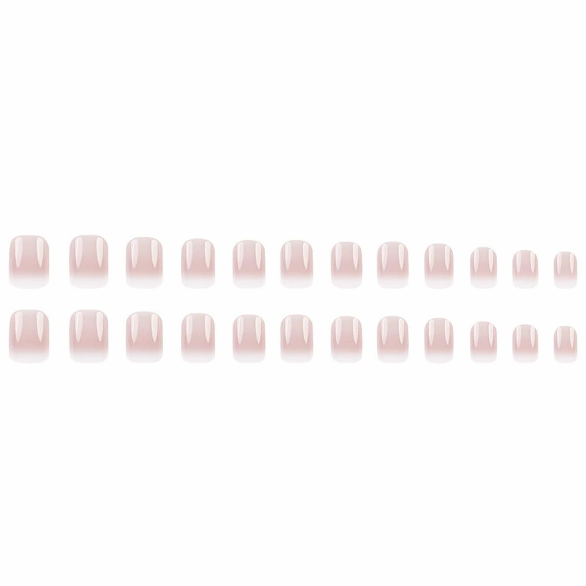 Short Square Press on Nails French Fake Nails Ombre Acrylic Nails Press on Full Cover Glossy False Nails Artificial Stick on Nail for Women Manicure Decoration 24PCS