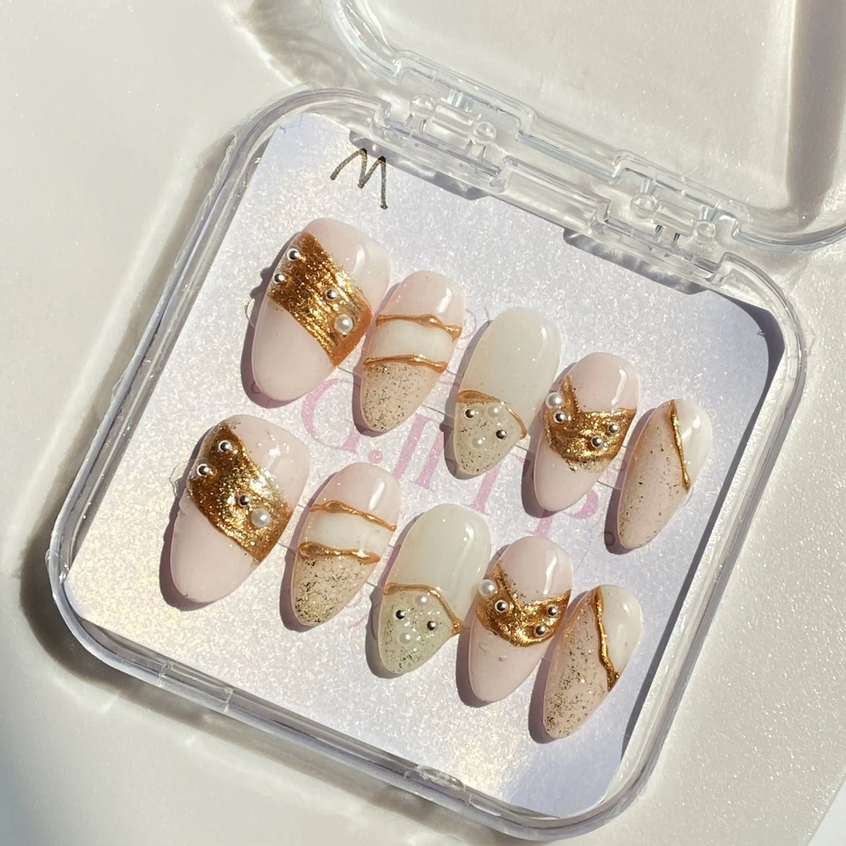 10Pcs Handmade Press On Nails Reusable Medium Handmade Acrylic Press Nails New Summer Collection, Cute Elegant Luxury Cat Eye Design, Ocean Inspired, High Quality Soft Sophisticated Look for Women Nail Art