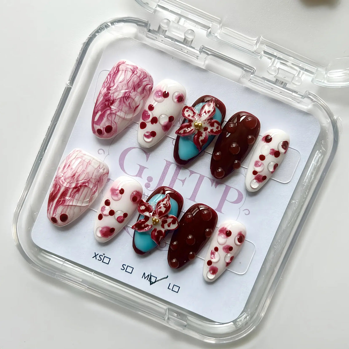 10Pcs Handmade Press On Nails Reusable Medium Handmade Acrylic Press Nails New Summer Collection, Cute Elegant Luxury Cat Eye Design, Ocean Inspired, High Quality Soft Sophisticated Look for Women Nail Art