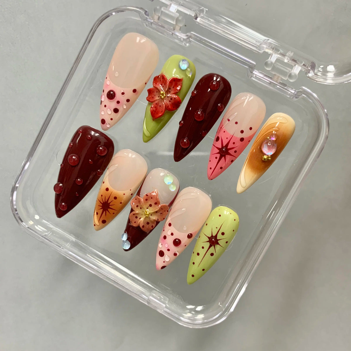 Promake 2026 Summer Handmade Press-On Nails Collection, 100% Luxury Easy Apply Set with Art Designs & Care Tools, Beach Ready Unique Look Sizes S-L, Salon-Quality at Home, Ready to Gift,sohochic