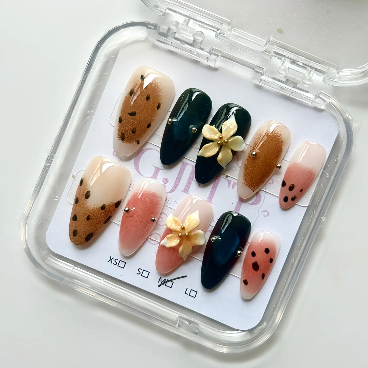 10Pcs Handmade Press On Nails Reusable Medium Handmade Acrylic Press Nails New Summer Collection, Cute Elegant Luxury Cat Eye Design, Ocean Inspired, High Quality Soft Sophisticated Look for Women Nail Art