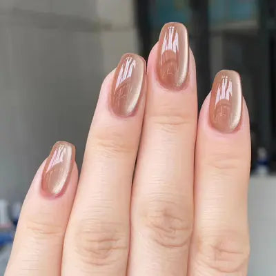 Cat Eye Burgundy Press On Nails | CurvLife Nail | 24pcs Short Square Fake Nails | Magnetic Gel Effect | Easy Apply, Long-Lasting | Daily & Business Nail Art