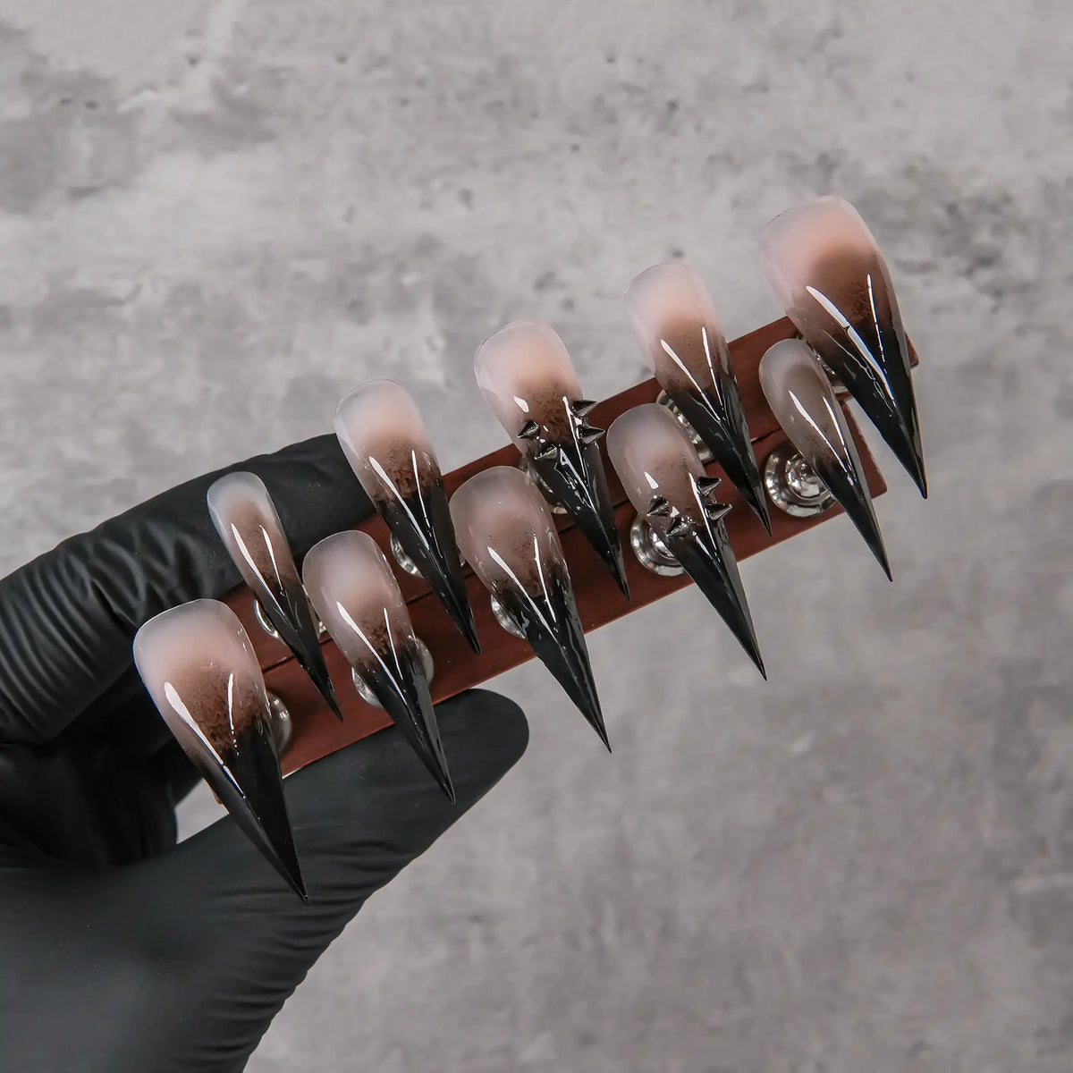 Smoky Gradient Press-On Nail Tips - Purely Handmade, Reusable Ultra-Long Thin High-Heels, Glossy Texture, Complete Nail Art Decoration Set for Unique Looks & Everyday Wear, Press On Nails,sohochic