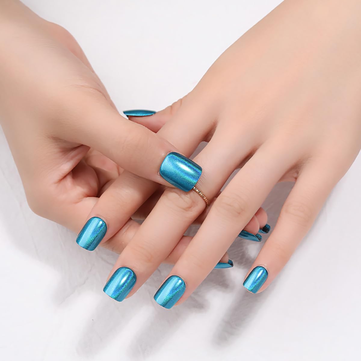 White French Tips Press on Nails, Irregular Gold 3D Lines with Flower & Pearl Design, Reusable Salon Quality Acrylic False Nails for Women, Glue On Nails with Adhesive Tabs for Daily Wear