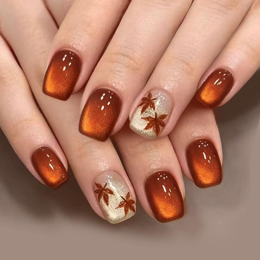Short Square Press on Nails French Tip | Acrylic White Flower False Nails with Gold Rhinestones Design, Glossy Press Ons Stick on Glue on Nails for Women 24Pcs