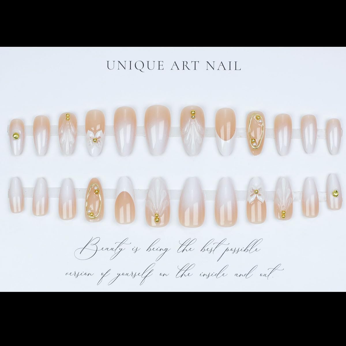 Almond Shape Plastic False Nails, 24pcs Set, Glossy Finish, Classic Elegant French Tip, Reusable with Jelly Sticker, Perfect for Parties & Gifts